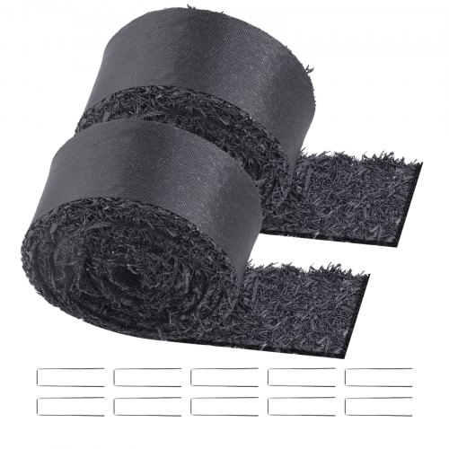 

VEVOR Rubber Mulch for Landscaping, 2 Rolls Recycled Rubber Mulch Mat 120 x 4.5 in, Permanent Rubber Pathway, Natural-Looking Black Mulch Garden Edging for Plants, Vegetables & Flower Garden Barrier