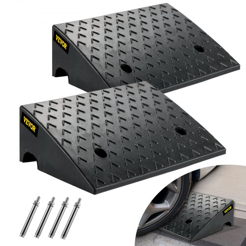 VEVOR Rubber Curb Ramp, 4.3" Rise Height 2 Pack, Heavy-Duty 6800 lbs/3 T Capacity Threshold Ramps, 19" L x 13" W Driveway Ramps with Stable Grid Structure for Cars, Wheelchairs, Bikes, Motorcycles