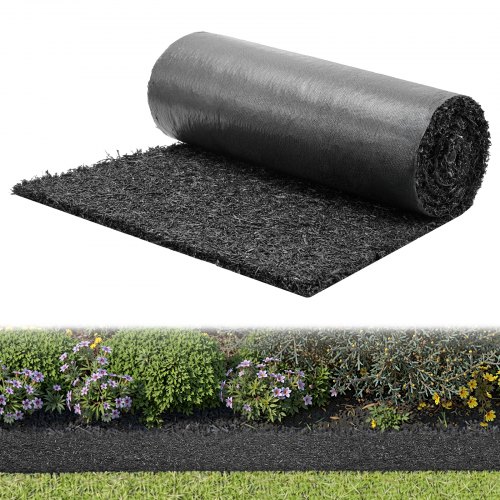 

VEVOR Rubber Mulch Mat Roll, 244 x 61cm Recycled Rubber Mulch Mat, 0.5 Thick Cuttable, Reduced Weed Growth, Natural-Looking Weed Barrier Mat, Permanent Walkway Pathway for Landscaping