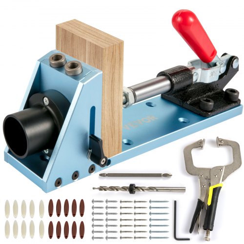 VEVOR Pocket Hole Jig Kit, Aluminum Punch Locator, Adjustable & Easy to Use Joinery Woodworking System, Wood Guides Joint Angle Tool with Clamping Pliers Screw for DIY Carpentry Projects