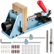 VEVOR Pocket Hole Jig Kit, Adjustable & Easy to Use Joinery Woodworking System, Aluminum Punch Locator, Wood Guides Joint Angle Tool w/Extension Rod Screws for DIY Carpentry Projects