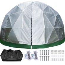 VEVOR Garden Dome Tent, 12'x7' Bubble Dome Tent, Polyester Mesh Dome House w/ Storage Bag & LED String Light, 8-10 Person Available, Geodesic Dome Tent for Planting, Outdoor Party, Backyard, Gazebo