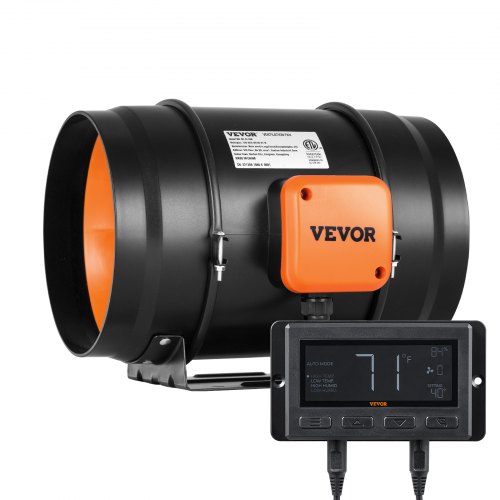 VEVOR Inline Duct Fan, 8-Inch 807 CFM with Temperature Humidity Controller, Quiet EC-motor Ventilation Exhaust Fan for Cooling Booster, Grow Tents, Hydroponics XLGDFJYCHSEC8T5SCV1