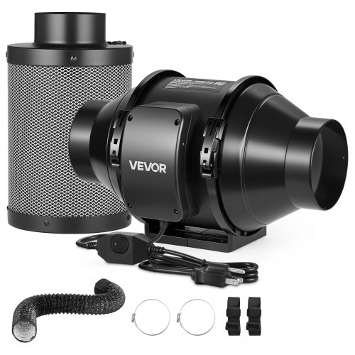 

VEVOR 4" Air Filtration Kit, 180 CFM Inline Duct Fan with Speed Controller, Carbon Filter & Ducting Ventilation System for Heating Cooling Booster, Grow Tents, Hydroponics