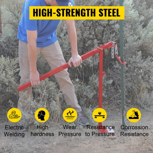 VEVOR T Post Puller Chain Sets 42" Long Chain w/ Choker,15 3/4" T Chain w/ Hook 