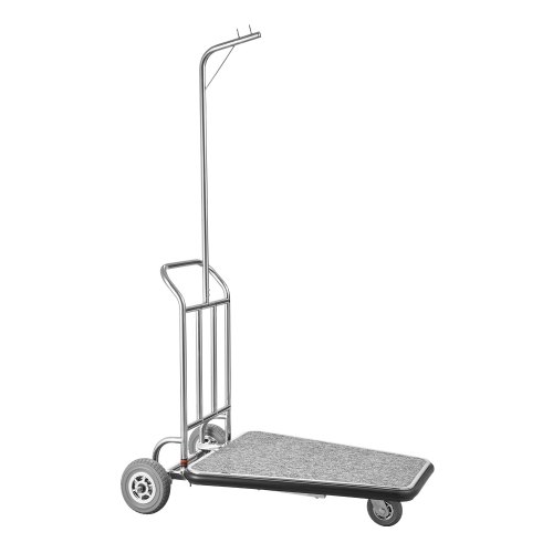 

VEVOR Luggage Cart 600 LBS 3 Wheel Stainless Steel Finish Bellman's Cart