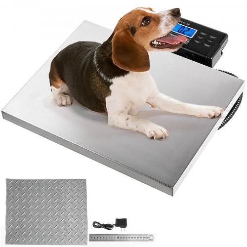 VEVOR 400Lbs x 0.2Lbs Digital Livestock Scale Stainless Steel Large Platform Postal Shipping Scale Industrial Floor Scale Dog Scale
