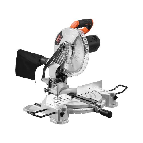VEVOR Compound Miter Saw, 10-Inch Blade, 15 Amp Motor, 60-Tooth, Corded Single Bevel 0-45°, LED Precision Alignment, Angle Adjustable, Lightweight Cas