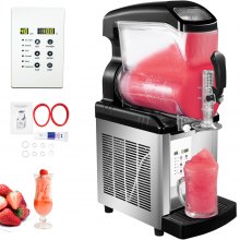VEVOR 110V 2 in 1 Commercial Slushy Machine 6L Temperature -10℃ to 5℃ Soft Ice Cream Maker 450W LED Display Automatic Clean Preservation Function