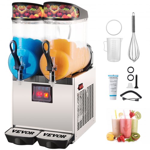 Slushy Machine, Daiquiri Machine Commercial, 12L x 2 Frozen Drink Slush Machine