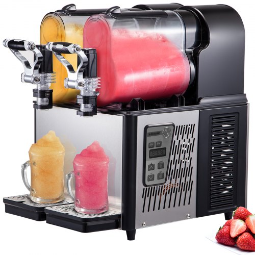 VEVOR 110V Stainless Steel Slushy Machine, 3L x 2 Daiquiri Machine Commercial, Single Bowl Frozen Drink Slush Machine
