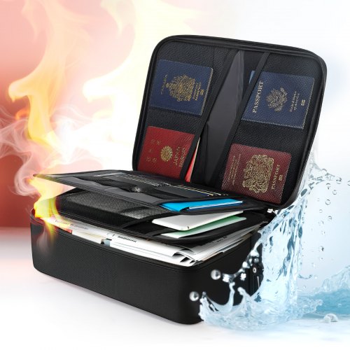 VEVOR Fireproof Document Box, 1832 ℉ Heat Insulated Fireproof & Waterproof Box with Lock, Portable Multi-Layer Home Office Travel File Storage Organizer, for Passports, Important Documents, Files XSFHDCGKDCRQNC3DL001V0