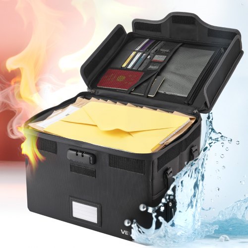 VEVOR Fireproof Document Box, 1832 ℉ Heat Insulated Fireproof & Waterproof Box with Lock, Portable File Storage Security Organizer Home Office Travel Use, for Passports, Important Documents & Files XSFHDDCZDDCRUKTNB001V0