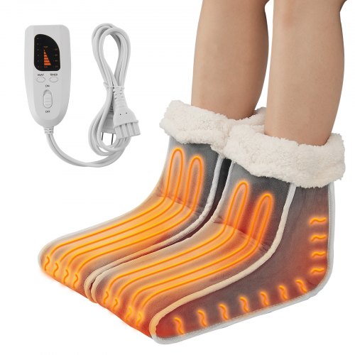 

VEVOR Split Electric Foot Warmer 6-Level Heating Slippers Feet Warmer with Timer