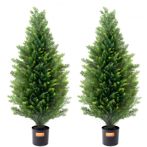 

VEVOR 2 Pack 3' Artificial Cedar Topiary Tree Faux Plant UV Decor In/Outdoor