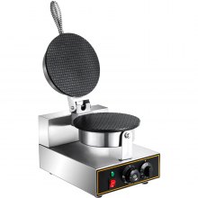 VEVOR Commercial Ice Cream Cone Waffle Maker Machine, 110V Electric Waffle Cone Machine, 1200W Stainless Steel Egg Cone Baker w/ Non-Stick Teflon Coating, Temp & Time Control for Restaurant Bakeries