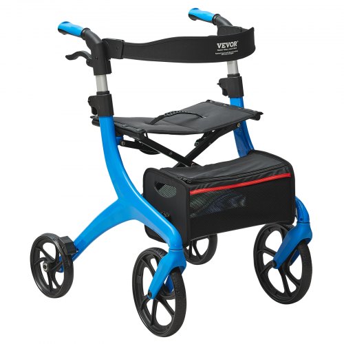 

VEVOR Folding Rollator Walker for Seniors and Adults, Lightweight Aluminum Rolling Walker with Seat and Adjustable Handle, 4-Wheel Outdoor Mobility Walker with Spacious Storage Bag, 300LBS Capacity