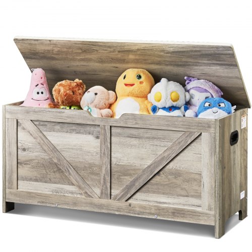 

VEVOR Wooden Toy Chest for Kids, Toddler Toy Storage Box with Flip-Top Lid and Safety Hinge, 38.98 x 15.55 x 18.9 Large Kids Storage Bench for Playroom, Bedroom, Living Room or Entryway, Gray