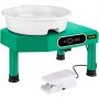 VEVOR Pottery Wheel 9.8" LCD Touch Screen Pottery Wheel Forming Machine,350W Electric DIY Clay Sculpting Tools with Foot Pedal & Detachable ABS Basin for Adults and Beginners Art Craft (Green)