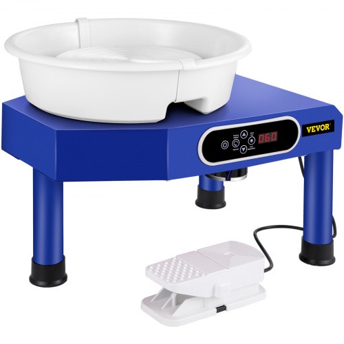 Electric Pottery Wheel 25cm Ceramic Lcd Display Foot Pedal Sculpting 350w Blue