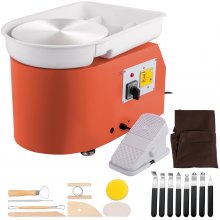 VEVOR Pottery Wheel 28cm Pottery Forming Machine with Detachable Basin Foot Pedal Control 350W Art Craft DIY Clay Tool for Art Craft Work and Home DIY Orange, 18 Piece