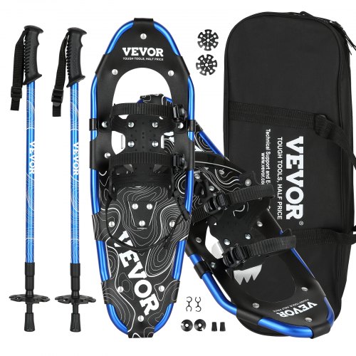 

VEVOR 25 inch Light Weight Snowshoes for Women Men Youth Kids, Aluminum Alloy Frame Terrain Snow Shoes, Snowshoes Set with Trekking Poles and Carrying Tote Bag, Fully Adjustable Bindings, Blue