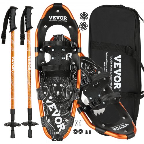 

VEVOR 30 inch Light Weight Snowshoes for Women Men Youth Kids, Aluminum Alloy Frame Terrain Snow Shoes, Snowshoes Set with Trekking Poles and Carrying Tote Bag, Fully Adjustable Bindings, Orange