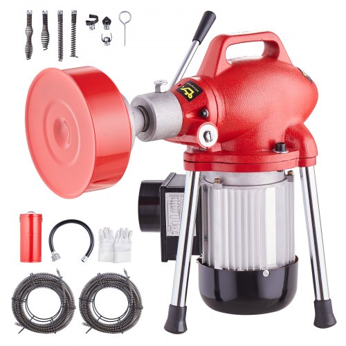 VEVOR Drain Cleaner Machine 120FT x 5/8 Inch, 370W Electric Sewer Snake Auger Manual Feed - with 2 S
