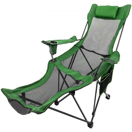 VEVOR Green Reclining Folding Camp Chair With Footrest Barcelona Tour Foldable