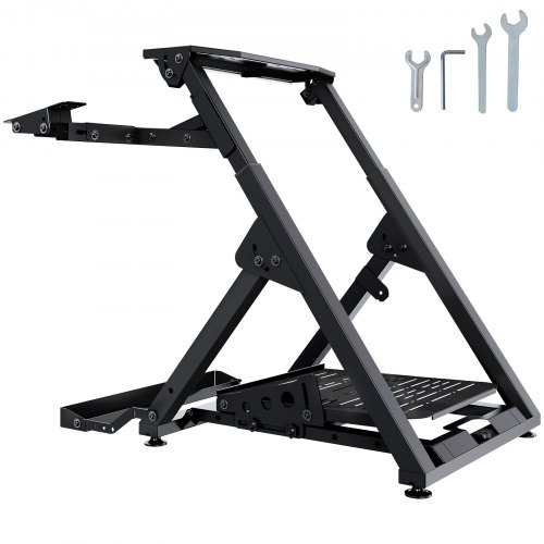 

VEVOR Foldable Racing Steering Wheel Stand, Height Adjustable Universal Base Compatible with Logitech & Thrustmaster Racing Wheel and Pedal, Movable Wheels Heavy-duty Frame Standard GT/Formula Seating