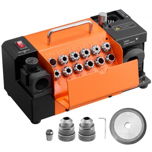 

VEVOR Drill Bits Sharpener MR-13A, 3-15mm Drill Bit Grinder Sharpener with 95°-135° Adjustable Point Angle, 5800RPM High Speed Re-Sharpening Machine with 13 Collets & CBN Wheel for Workshops Garages