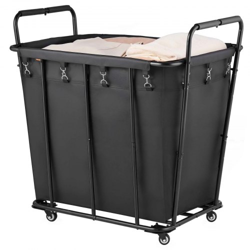 

VEVOR Laundry Cart, Rolling Grocery Utility Cart with Waterproof Liner & Swivel Wheels, 260 LBS Large Load Capacity, Heavy Duty Shopping Basket for Laundry, Shopping, Camping, Grocery, Luggage, Black