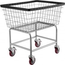 VEVOR Wire Laundry Cart, 2.5 Bushel Wire Laundry Basket with Wheels, 20''x15.7''x26'' Commercial Wire Laundry Basket Cart, Steel Frame With Chrome Finish, 5inch Casters, Wire Cart For Laundry