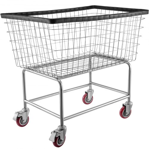 

VEVOR Wire Laundry Cart Wire Laundry Basket 4.5 Bushel Heavy Duty w/ 5'' Wheels