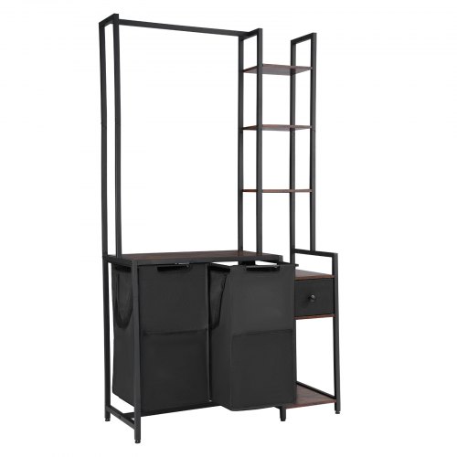 VEVOR 3-Tier Laundry Sorter with Rack Tall Laundry Hamper with Shelves 2 Section