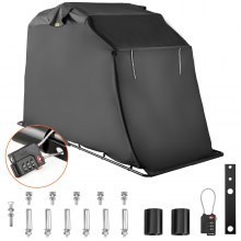 VEVOR Motorcycle Shelter, 106.3"x41.3"x61" Waterproof Motorcycle Cover, 600D Oxford Motorbike Shed Anti-UV, Heavy Duty Motorcycle Shelter Shed, Black Shelter Storage Garage Tent w/Lock & Weight Bag
