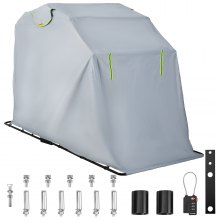 VEVOR Waterproof Motorcycle Cover, Motorcycle Shelter,Heavy Duty Motorcycle Shelter Shed, 420D Oxford Motorbike Shed Anti-UV, 106.3"x41.3"x62.9" Grey Shelter Storage Garage Tent w/Lock & Weight Bag
