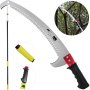 6-19.7ft Tree Pruner Telescopic Pole Saw 23 Inch Curved Saw Blade Forestry