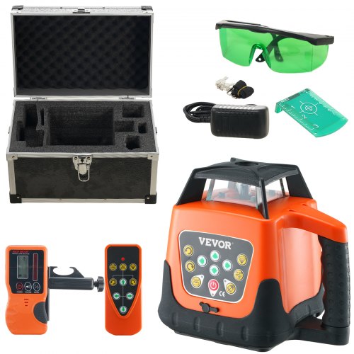 

VEVOR Laser Level, 2000ft, 360 Degree Self Leveling Green Cross Line Laser, 5 Rotation Speeds & 4 Scanning Angles Adjustment, IP66 Waterproof Remote Control Manual Self-leveling Mode, Battery Included