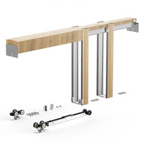 

VEVOR Pocket Door Frame Kit, for 24-30 in Wide 80 in High Door, Pocket Door Kit with Two-Way Soft Close Mechanism, Slide Smoothly Quietly, Easy to Install, Wood and Galvanized Steel, for Living Room