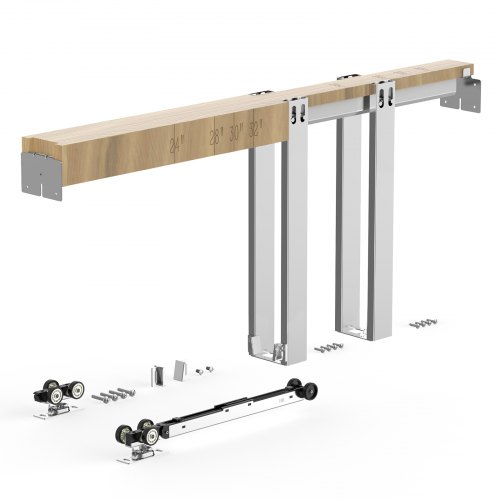 VEVOR Pocket Door Frame Kit, for 24-32 in Wide 80 in High Door, Pocket Door Kit with Two-Way Soft Close Mechanism, Slide Smoothly Quietly, Easy to Ins