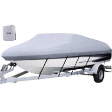 VEVOR Waterproof Boat Cover, 17'-19' Trailerable Boat Cover, Beam Width up to 102" v Hull Cover Heavy Duty 600D Marine Grade Polyester Mooring Cover for Fits V-Hull Boat with 5 Tightening Straps