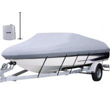 VEVOR Waterproof Boat Cover, 20'-22' Trailerable Boat Cover, Beam Width up to 106" v Hull Cover Heavy Duty 600D Marine Grade Polyester Mooring Cover for Fits V-Hull Boat with 5 Tightening Straps