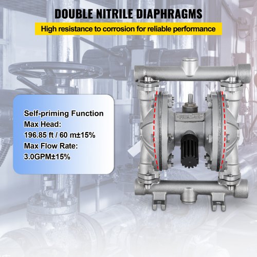 Air-Operated Double Diaphragm Pump Petroleum Fluids 15GPM 3/8'' Air Inlet/Outlet 