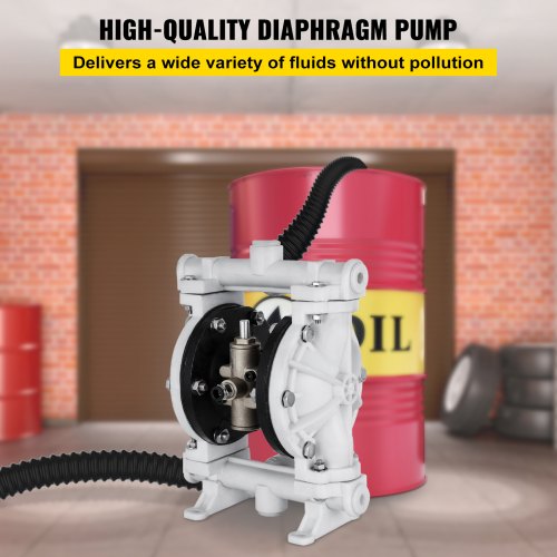 VEVOR Air-Operated Double Diaphragm Pump 30.64GPM 1/2inch Outlet Polypropylene 