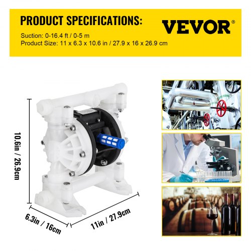 Details about   QBY-K40 35.2GPM Double Diaphragm Pump Air-Operated 1.5'' Inlet 1.5'' Outlet 