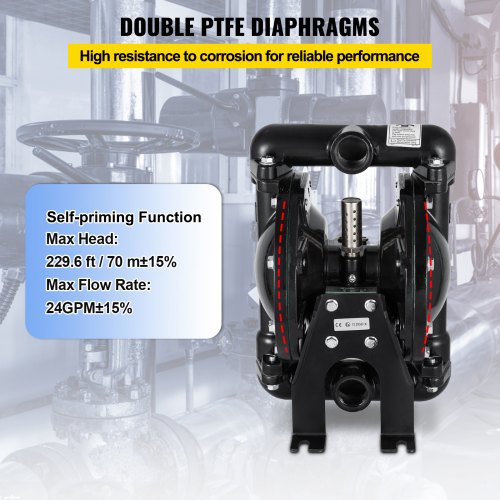 Air-Operated Diaphragm Vaccum Diaphram Pump 72GPM Petroleum Fluids QBY4-25PP 