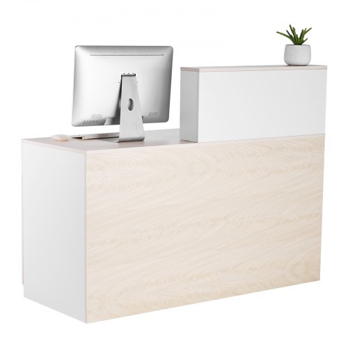 

Reception Desk Rectangular Front Counter Table 55.12 in Wood Office Table