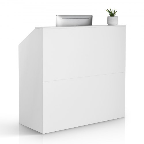 

Reception Desk Rectangular Front Counter Table 46.46 in White Office Table