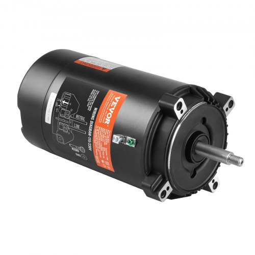 

VEVOR 1 HP Pool Pump Motor, 56J Frame, 115V(9.8 Amps)/230V(4.9 Amps) 3450 RPM, 60Hz, 1.4 Service Factor, 90μF/250V Capacitor, CCW Rotation Round Flange Replacement Motor